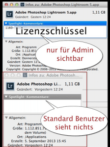 Lizenzschlüssel im Spotlight Kommentar