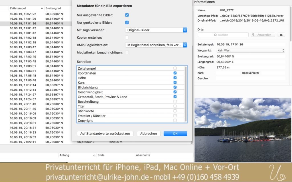 Metadaten exportieren mit HoudahGeo