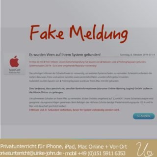 Fake Virus Meldung auf dem Mac