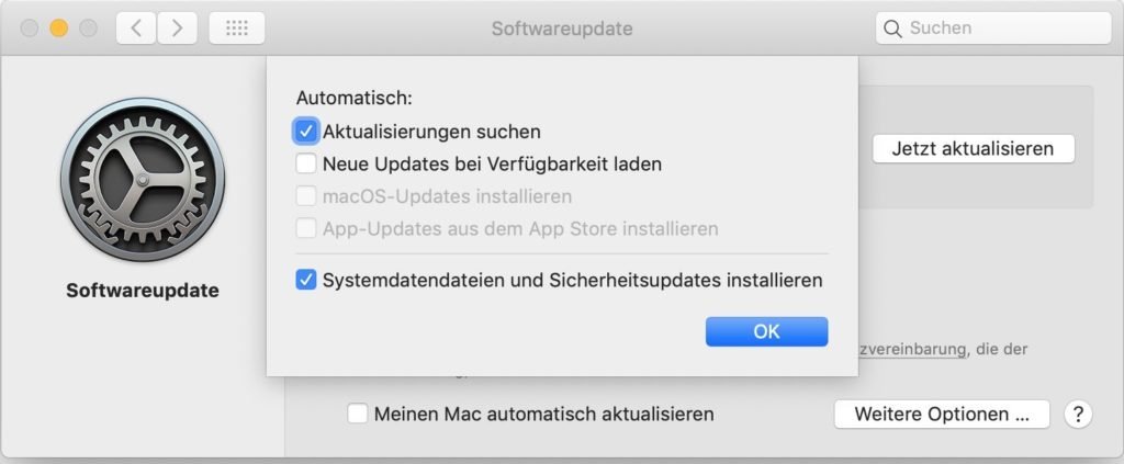 Systemdatendateien und Sicherheitsupdates automatisch installieren