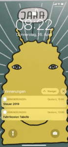 Erinnerungen auf dem Sperrbildschirm auf meinem iPhone